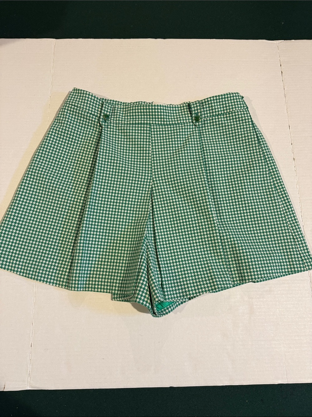 Maeve Green Gingham Pleated Skort